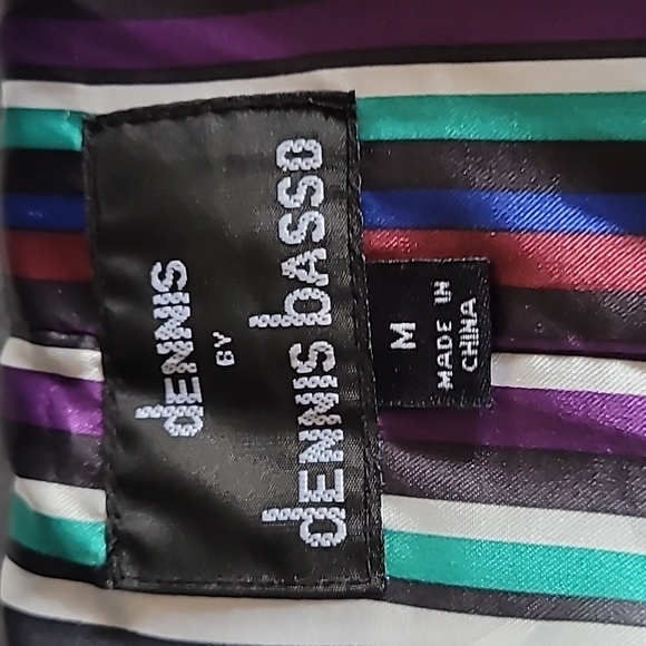 Raincoat size M  from Dennis basso, blue, patent PU, shiny! Striped l… - Picture 8 of 9